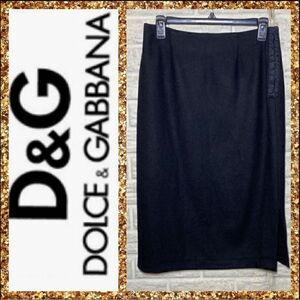 MSRP $450 Dolce & Gabbana Black Wool Skirt Women's Size 28